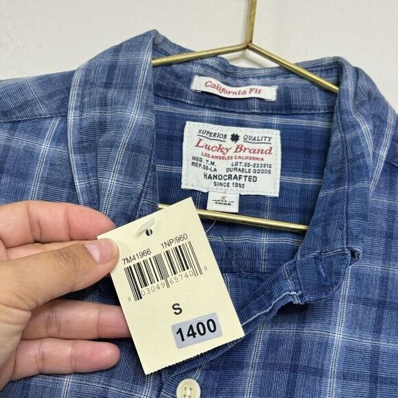 Lucky Brand Shirt Mens Small Plaid California Fit Blue Handcrafted Button Down - Picture 4 of 11
